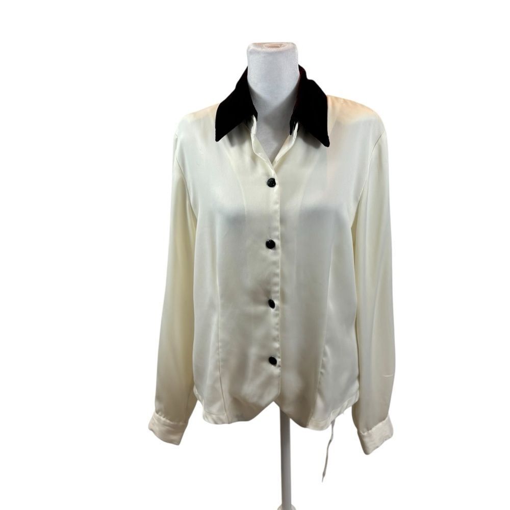 Ladies Vintage Christie & Jill Button Down Blouse with Removable‎ Collar Size 10
